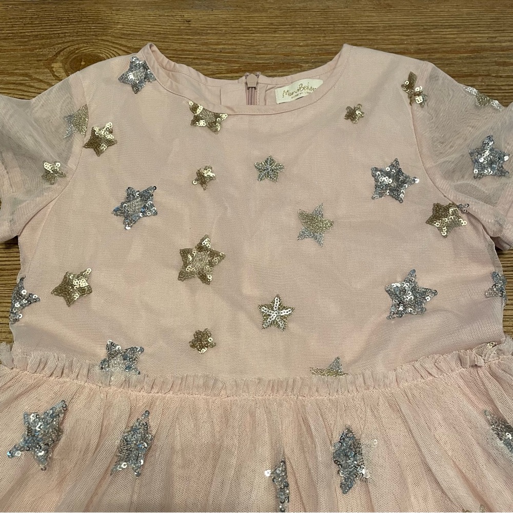 Mini Boden Sequin Star Light Pink Tule Party Dress - Picture 3 of 5